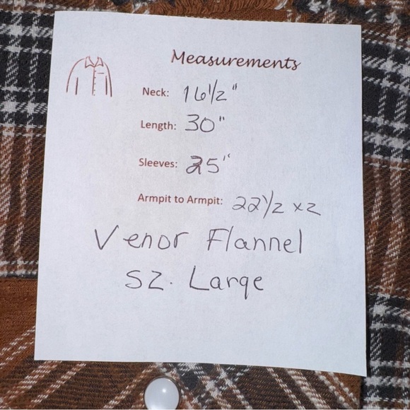 Vendor Women’s  Flannel Shirt Sz Large Brown 💯 Cotton LSleeve Pearl Snaps Fringe - Picture 10 of 10